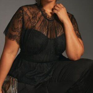 Mare Mare x Anthropologie Black Lace Bustier Plus Size Top 1x